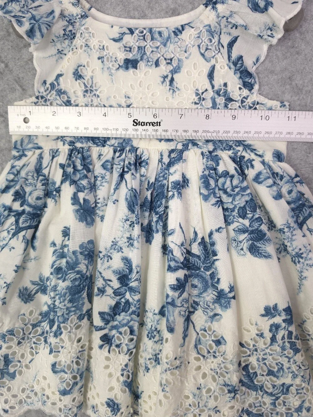 Gap × LoveShackFancy Baby Floral Eyelet Dress in White and Blue Floral Print